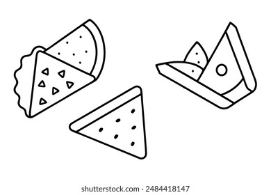 Nachos hand-drawn line art tasty snack illustration
