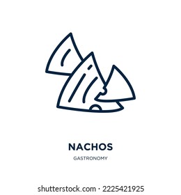 nachos icon from gastronomy collection. Thin linear nachos, mexican, taco outline icon isolated on white background. Line vector nachos sign, symbol for web and mobile