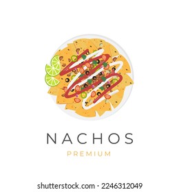 Nachos Illustration Logo Topped With Minced Meat And Delicious Sauce