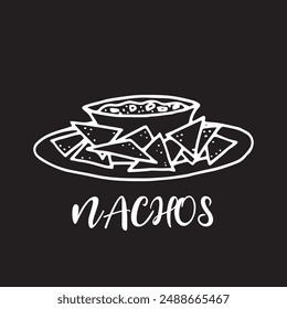 Nachos illustration on isolated black