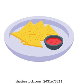 Nachos ketchup icon isometric vector. Restaurant food. Chip national