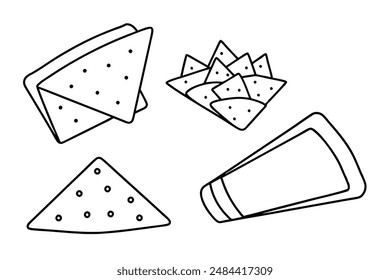 Nachos line art drawing classic snack decor