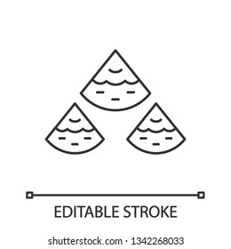 Nachos linear icon. Tortilla chips. Mexican fast food. Thin line illustration. Contour symbol. Vector isolated outline drawing. Editable stroke
