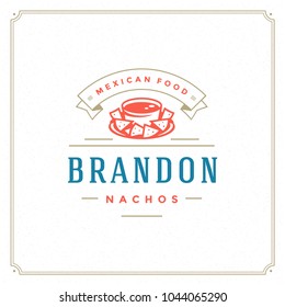 Nachos logo vector illustration. Nachos silhouette, good for restaurant menu and cafe badge. Vintage typography emblem design.