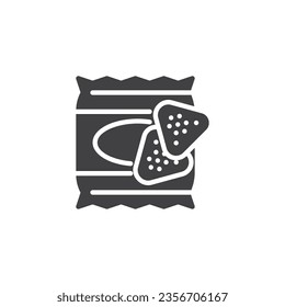 Nachos package vector icon. filled flat sign for mobile concept and web design. Nachos chips glyph icon. Symbol, logo illustration. Vector graphics