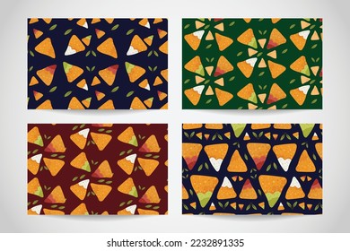 Nachos pattern food background Delicious Mexican Nachos Pattern Vector