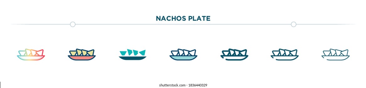 nachos plate icon designed in gradient, filled, two color, thin line and outline style. vector illustration of nachos plate vector icons. can be used for mobile, ui, web
