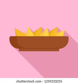 Nachos plate icon. Flat illustration of nachos plate vector icon for web design