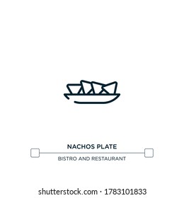 Nachos plate icon. Thin line black nachos plate icon, flat vector simple element illustration from editable restaurant concept isolated stroke on white background. Can be used for web and mobile
