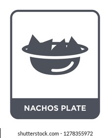 nachos plate icon vector on white background, nachos plate trendy filled icons from Bistro and restaurant collection, nachos plate vector illustration