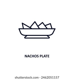 nachos plate outline icon.  Thin line icon from bistro and restaurant collection. Editable vector isolated on white background