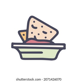 nachos with sauce color vector doodle simple icon