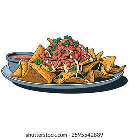 Nachos with sauce icon vector