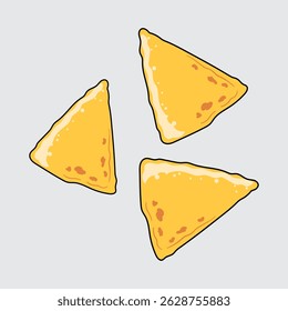 Ilustração simples isolada do desenho animado de Nachos com um fundo claro