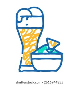 nachos snack and beer doodle icon sketch vector. nachos snack and beer sign. isolated symbol illustration
