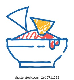 nachos with spicy sauce doodle icon sketch vector. nachos with spicy sauce sign. isolated symbol illustration