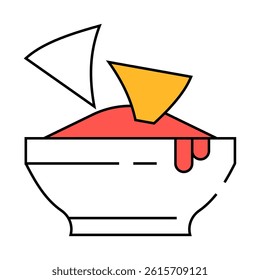 nachos with spicy sauce line icon vector. nachos with spicy sauce sign. isolated symbol illustration