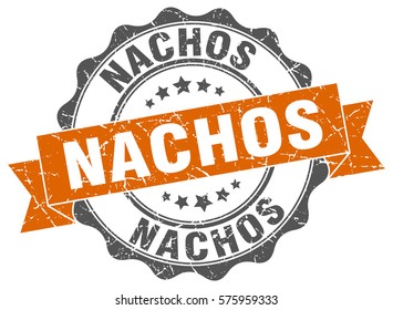 nachos. stamp. sticker. seal. round grunge vintage ribbon nachos sign