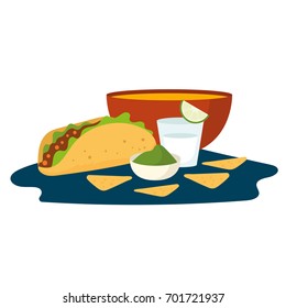 Nachos and taco. Vector illustration