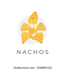 Nachos Tortilla Chips Illustration Logo With Melted Cheese