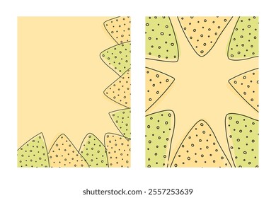 Nachos Triangular and rectangular frame border in trendy festive shades. Copy space Template Set 2