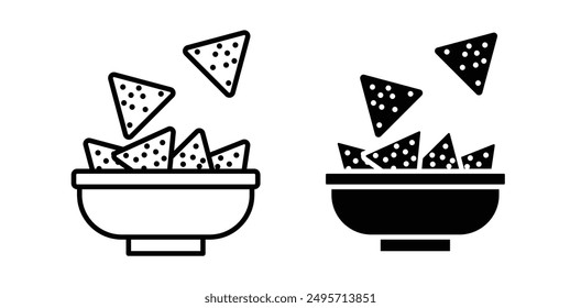 nachos vector icon set in black color.