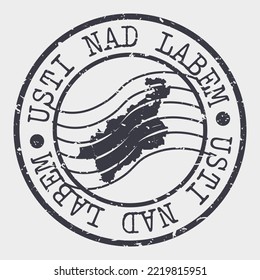 Ústí nad Labem, Czech Republic Stamp Map Postal. Silhouette. Passport Round Design. Vector Icon. Design Retro Travel National Symbol.