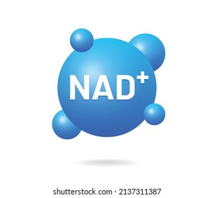 NAD+ molecules symbol vector illustration. Prevent aging therapy concept.