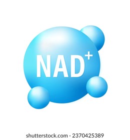 NAD+ molecules symbol vector illustration. Prevent aging therapy concept. Nicotinamide mononucleotide molecule. Precursor of NAD. Vector illustration