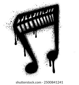 El graffiti Nada Icon tiene la forma de un piano rociado con pintura en aerosol negra