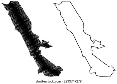 Nadadores municipality (Free and Sovereign State of Coahuila de Zaragoza, Mexico, United Mexican States) map vector illustration, scribble sketch Nadadores map