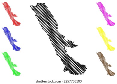 Nadadores municipality (Free and Sovereign State of Coahuila de Zaragoza, Mexico, United Mexican States) map vector illustration, scribble sketch Nadadores map
