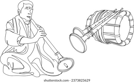 Nadaswaram Player en vector: Ilustración del Instrumento de Música Carnática "Nadaswaram tradicional del sur de India: Ilustración de la música vectorial"
"Nadaswaram Melody: Ilustración vectorial de la música carnática"