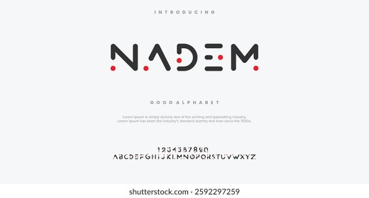 Nadem minimal abstract alphabet fonts. Typography  creative font. vector illustration