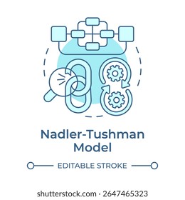 Nadler Tushman model soft blue concept icon. Reveal mismatches causing inefficiencies. Gap analysis tool. Round shape line illustration. Abstract idea. Graphic design. Easy to use in blog post