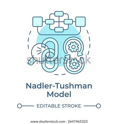 Nadler Tushman model soft blue concept icon. Reveal mismatches causing inefficiencies. Gap analysis tool. Round shape line illustration. Abstract idea. Graphic design. Easy to use in blog post