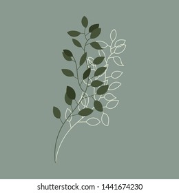 Nador of the branches with the fill and contour branches on a green background.