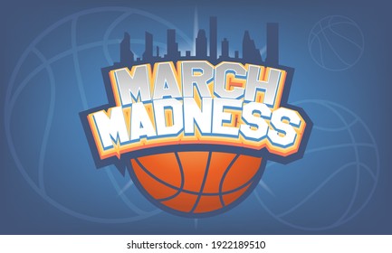 Nadym -Russia 01.23.21:March Basketball Madness. Men's Basketball Tournament. Played Each Spring In The United States. Sport Poster. Vector Illustration EPS 10.