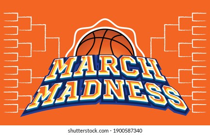 Nadym -Russia 01.23.21:The NCAA Division 1 Men's Basketball Tournament, Also Known As The March Madness, Is A Competition Held In The United States Every Spring.Sport Poster. Vector Illustration 