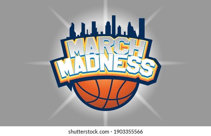 Nadym -Russia 01.23.21:The NCAA Division 1 Men's Basketball Tournament, Also Known As The March Madness, Is A Competition Held In The United States Every Spring.Sport Poster. Vector Illustration 