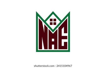 NAE initial letter real estate builders logo design vector. construction ,housing, home marker, property, building, apartment, flat, compartment, business, corporate, house rent, rental, commercial 