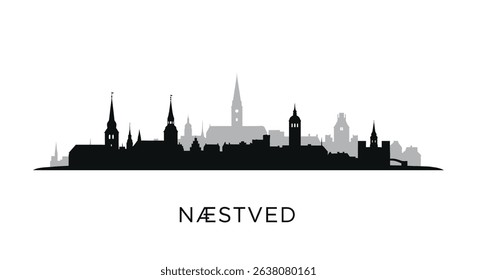 Naestved Denmark with Skyline Vector, Cityscape, and Silhouette.