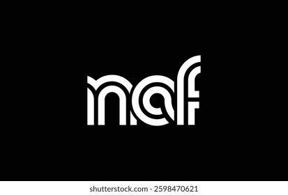 NAF Creative Unique Modern Letter Logo Design. Stylized logo featuring a unique letter design, presenting abstract minimalist aesthetics and modern appeal.