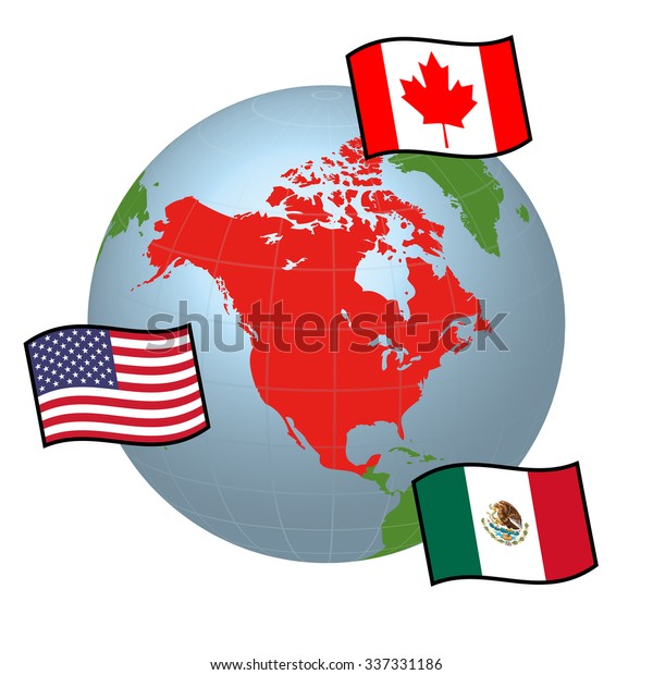 Nafta 北米自由貿易協定 とカナダ メキシコ 米国の国旗 ベクターイラスト のベクター画像素材 ロイヤリティフリー