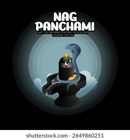 Nag Panchami festival with sacred serpents, Shivling adorned with flowers, and traditional elements reflecting devotion, auspiciousness, and cultural significance, honoring snake deities in Hindu tr