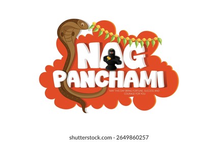 Nag Panchami festival with sacred serpents, Shivling adorned with flowers, and traditional elements reflecting devotion, auspiciousness, and cultural significance, honoring snake deities in Hindu tr