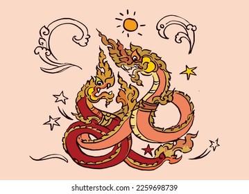 Naga couple vector for card, illustration, decoration