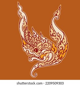 Naga head Thai art vector para ilustración, tarjeta, fondo