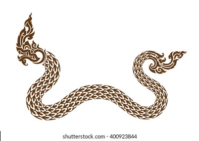 naga illustration. the snake in thai myth. faithful creature in Buddhism. editable vector file.