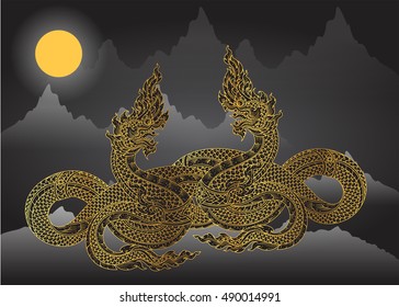 naga of thai tradition outline